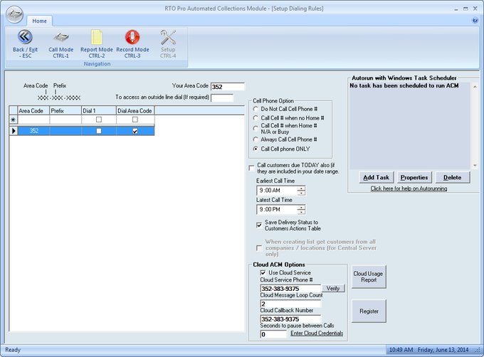 Setup mode screenshot