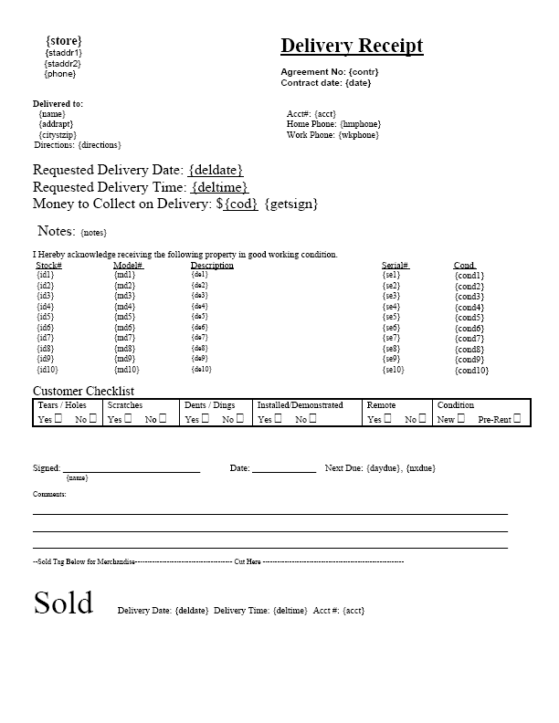 Sample Delivery Form