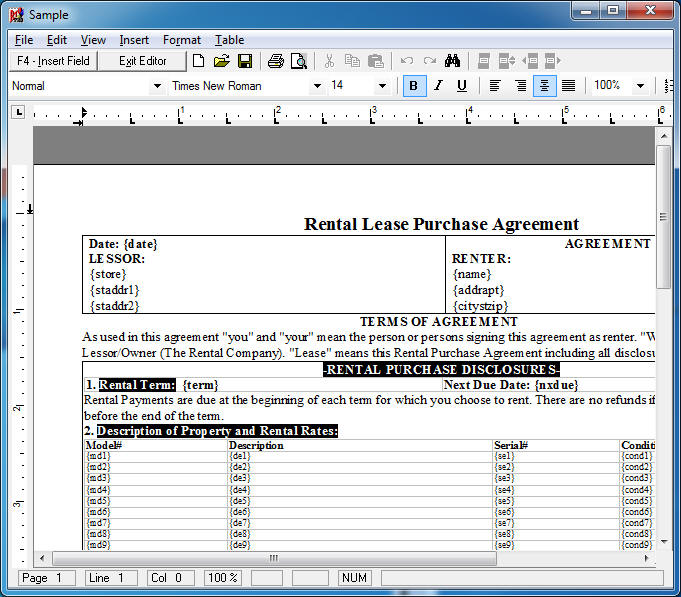 Sample word processor printout